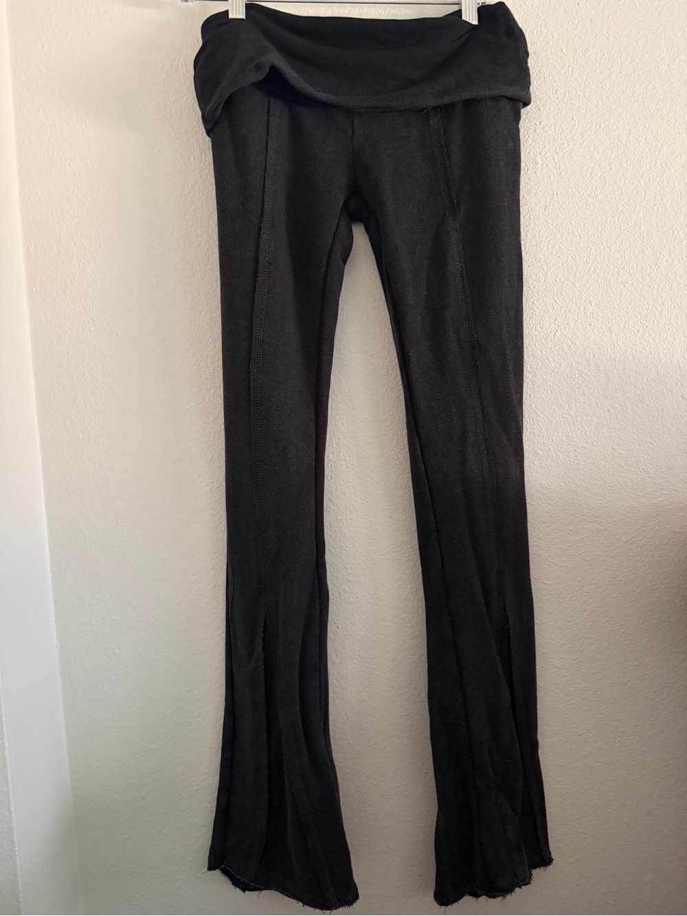 Urban Out From Under Gray Fold Over Flare Leggings Low Rise Grunge Y2K Goth